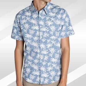2/$30 JACHS New York Blue Hawaiian Button Front Short Sleeve Shirt Size M